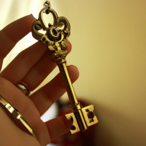 Person holding a golden key